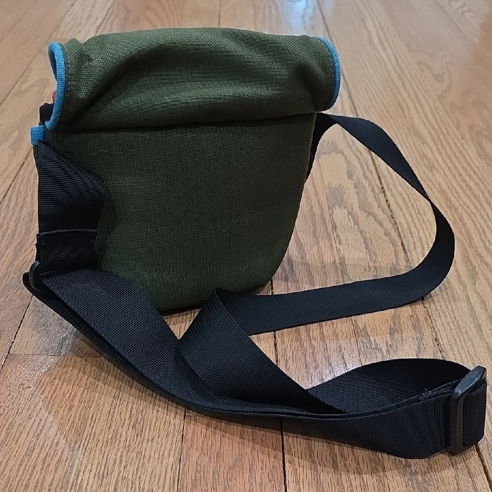 Crumpler Olive Green Compact Shoulder Bag with Blue Trim